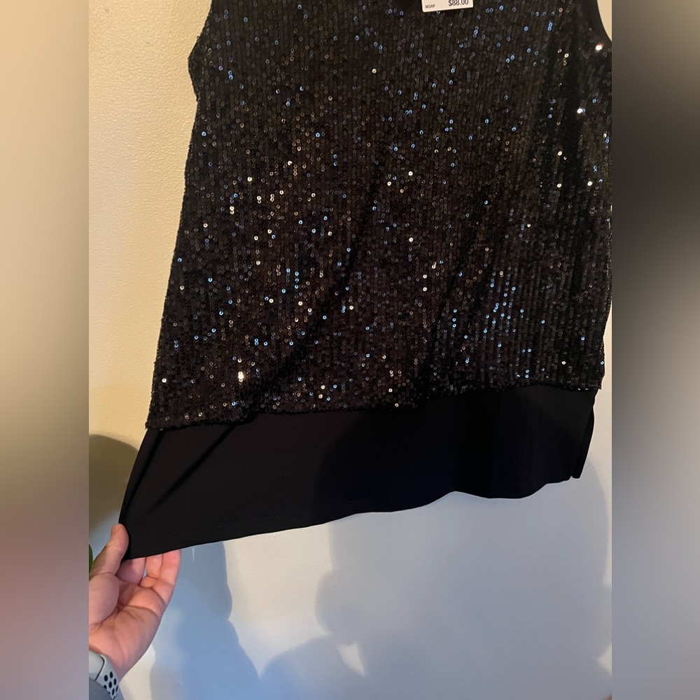 NEW WITH TAG | Women’s Black Michael Kors Sequin Top (Size Small) - Picture 2 of 6